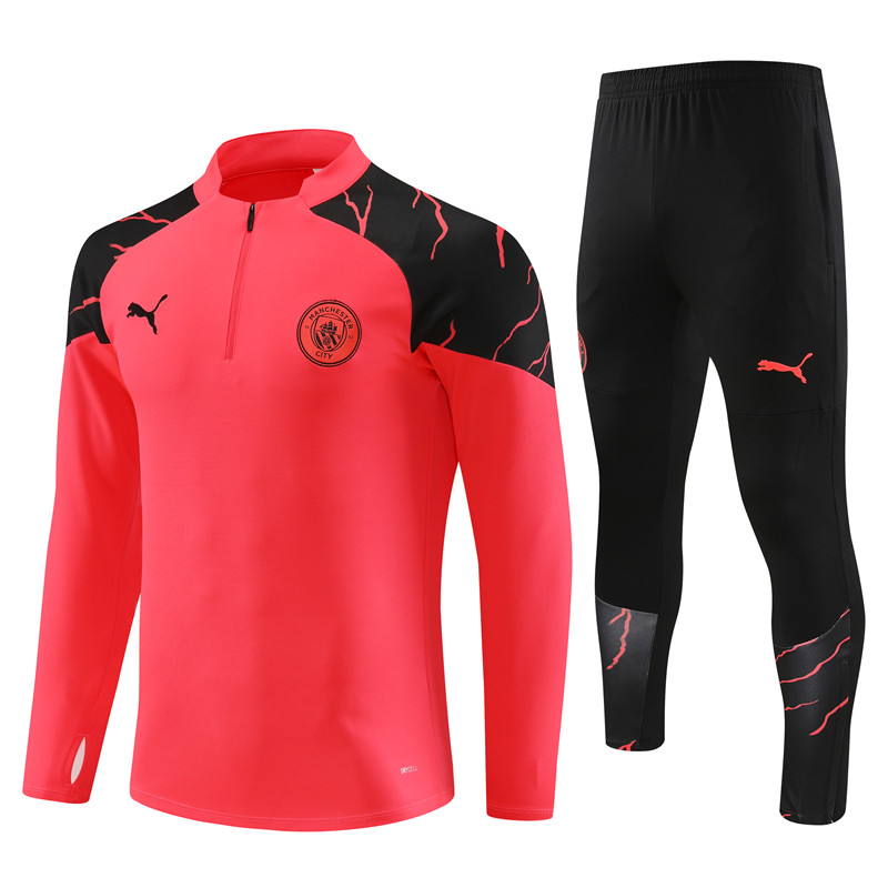 Manchester City 23-24 Long Sleeve Training Set - Orange Red - ManixJersey