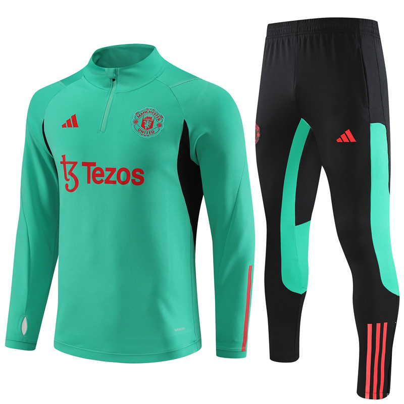 Manchester United 23-24 Long Sleeve Training Set -Green - ManixJersey