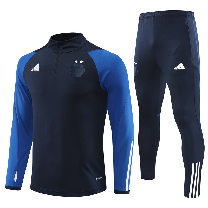 Algeria 23-24 Kids Long Sleeve Training Set Black and Blue - ManixJersey
