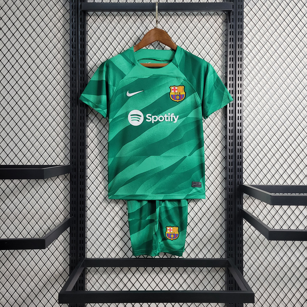 B.A.R.S.A 23-24 Green Goalkeeper Kids Kit - ManixJersey