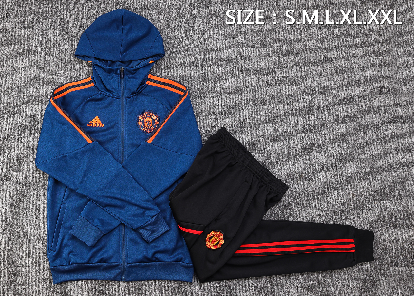 Manchester United 23-24 Hoodie Jacket Training Tracksuit -Blue - ManixJersey