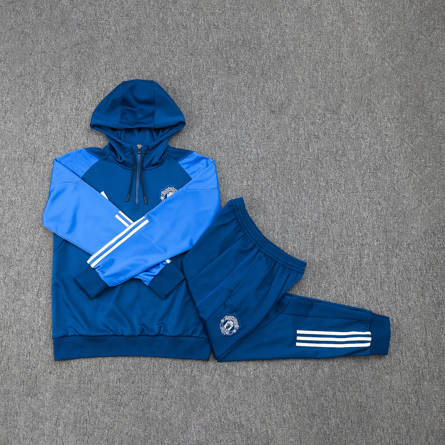 Manchester United 23-24 Men's Training Hoodie + Pants - Blue - ManixJersey