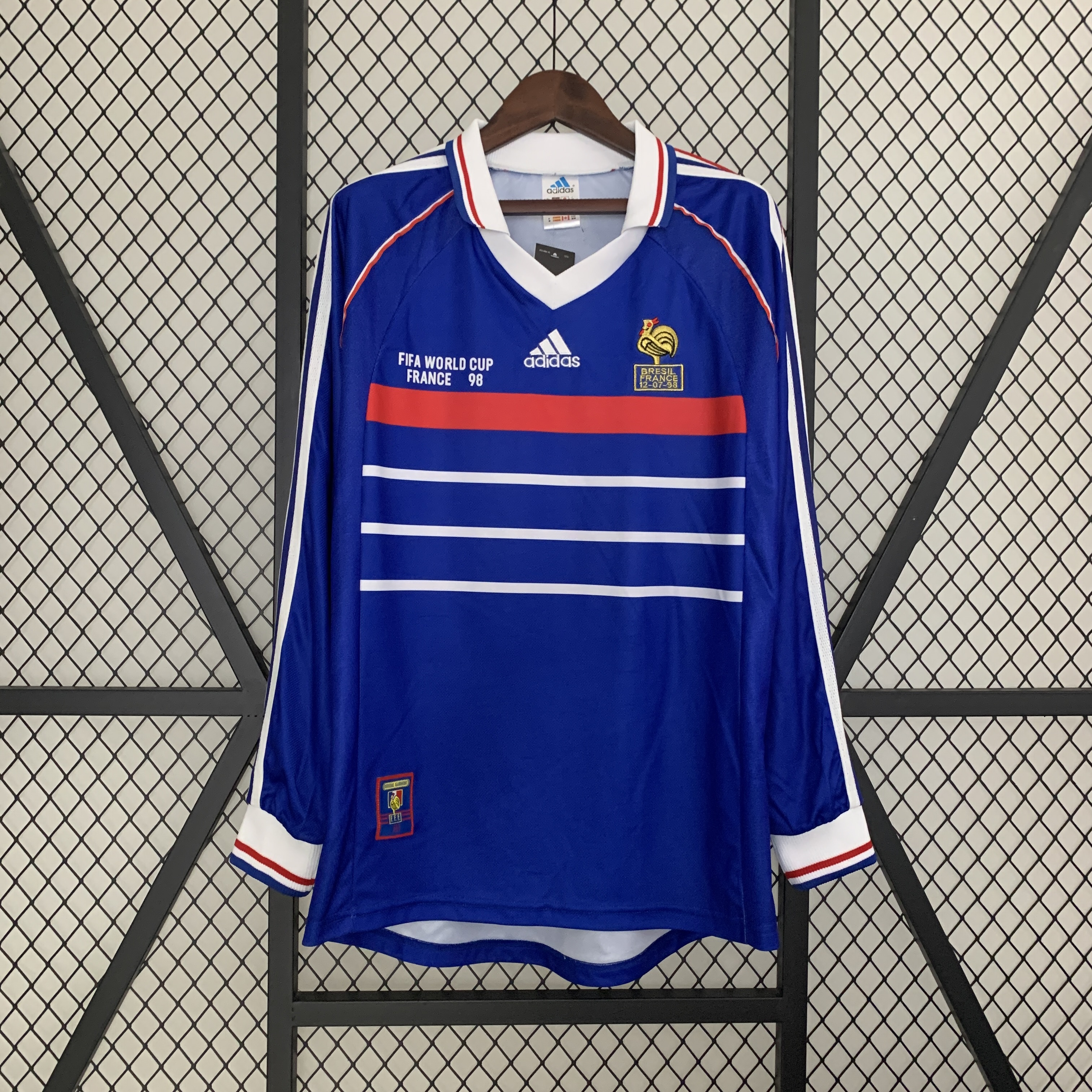 Retro France 1998 Home Stadium Long Sleeve Jersey - ManixJersey