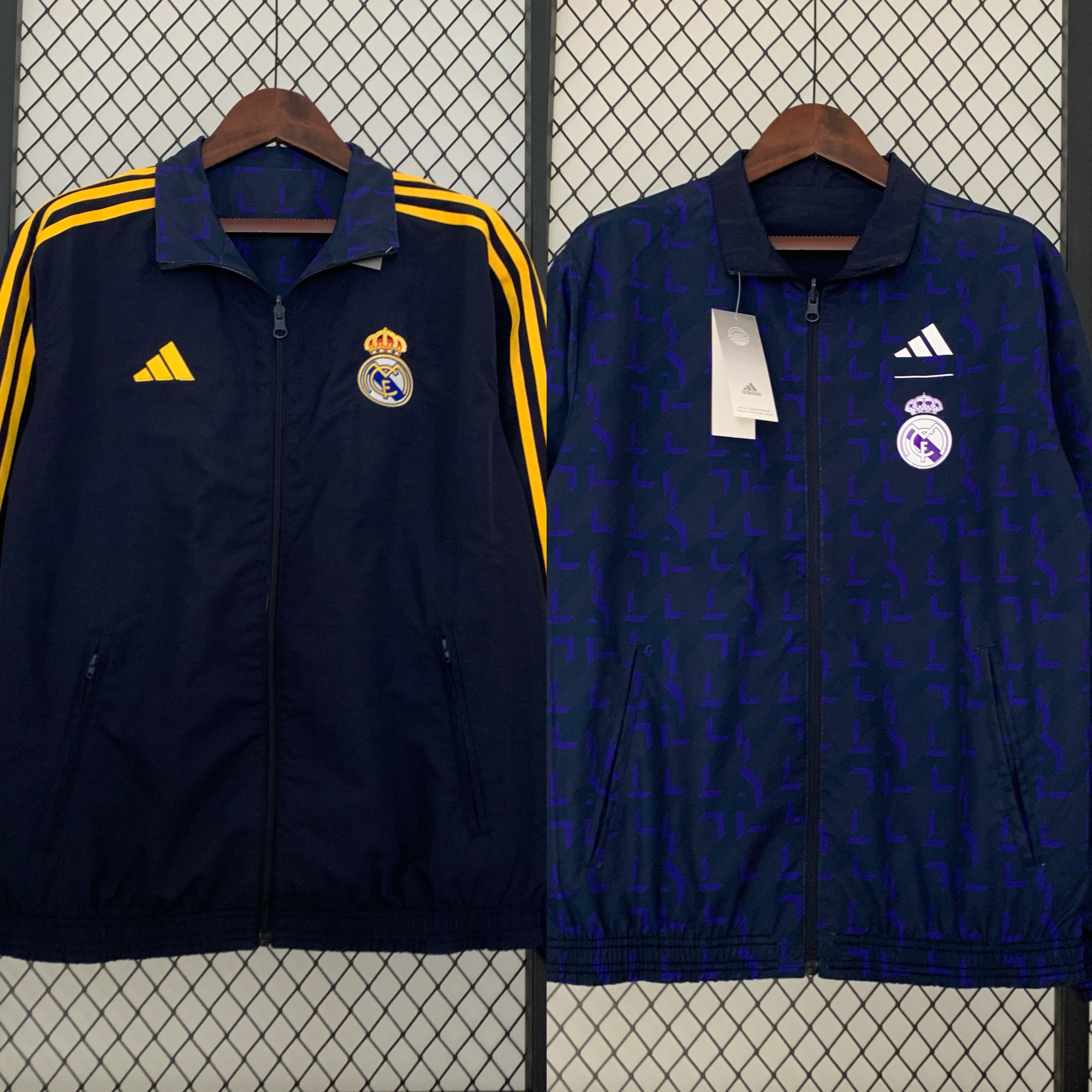 Real Madrid 23-24 Houndstooth Pattern Limited Edition Player Reversible Windbreaker - ManixJersey