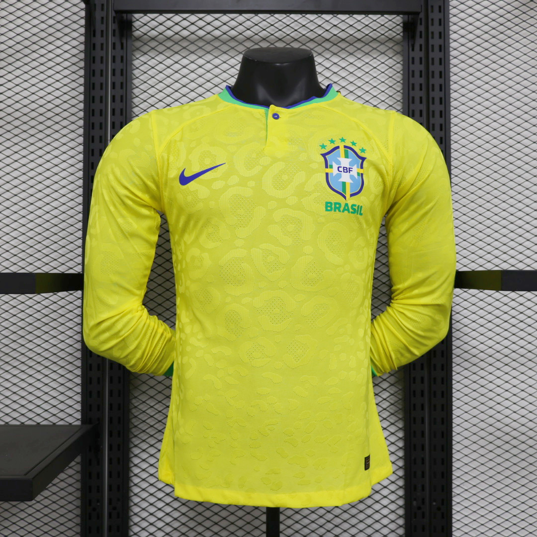 Brazil 22-23 Home Long Sleeve Jersey - Player Version - ManixJersey