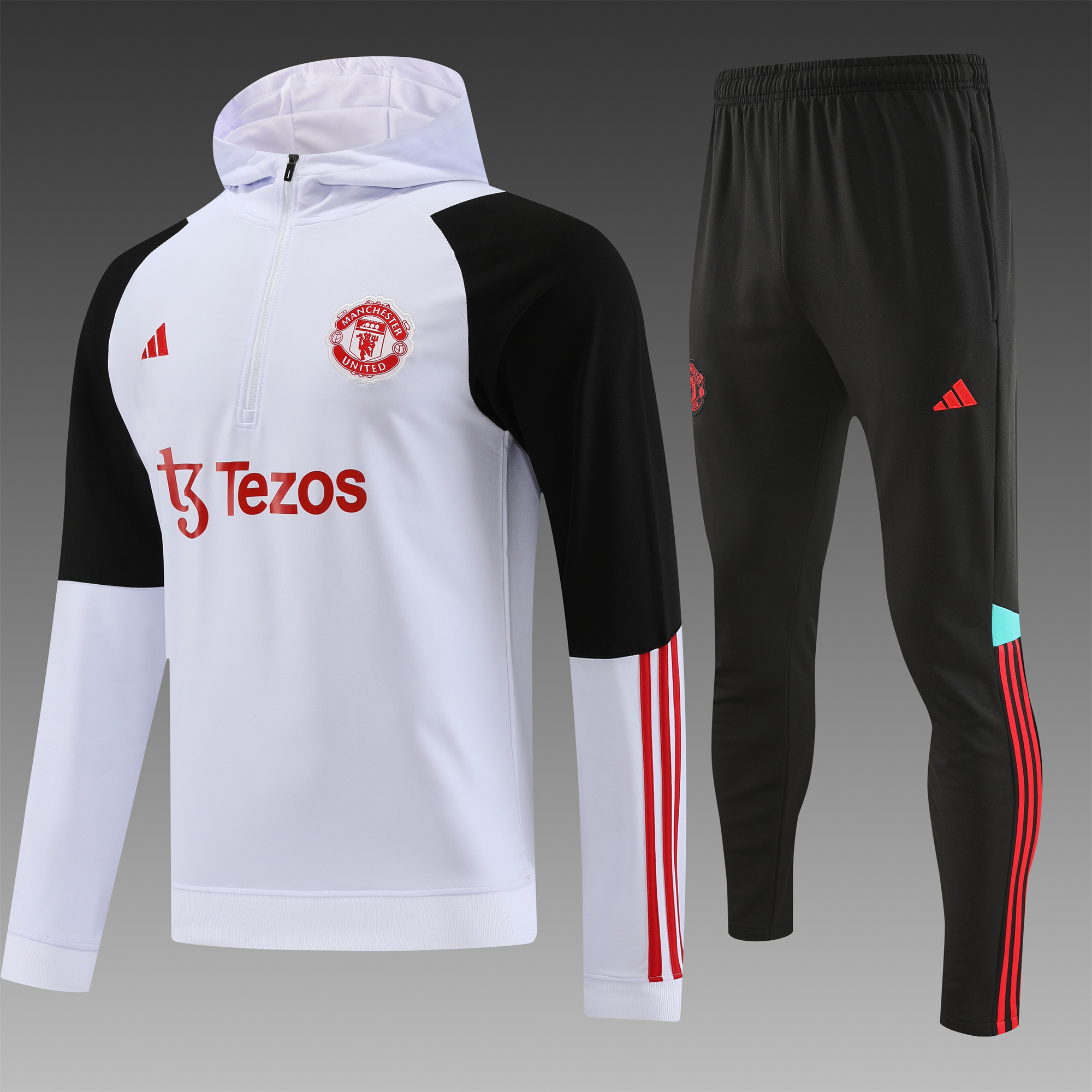 Manchester United 23-24 Men's Training Hoodie + Pants - White - ManixJersey