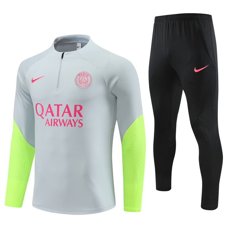 Paris Saint-Germain PSG 23-24 Long Sleeve Training Set -Light Grey - ManixJersey