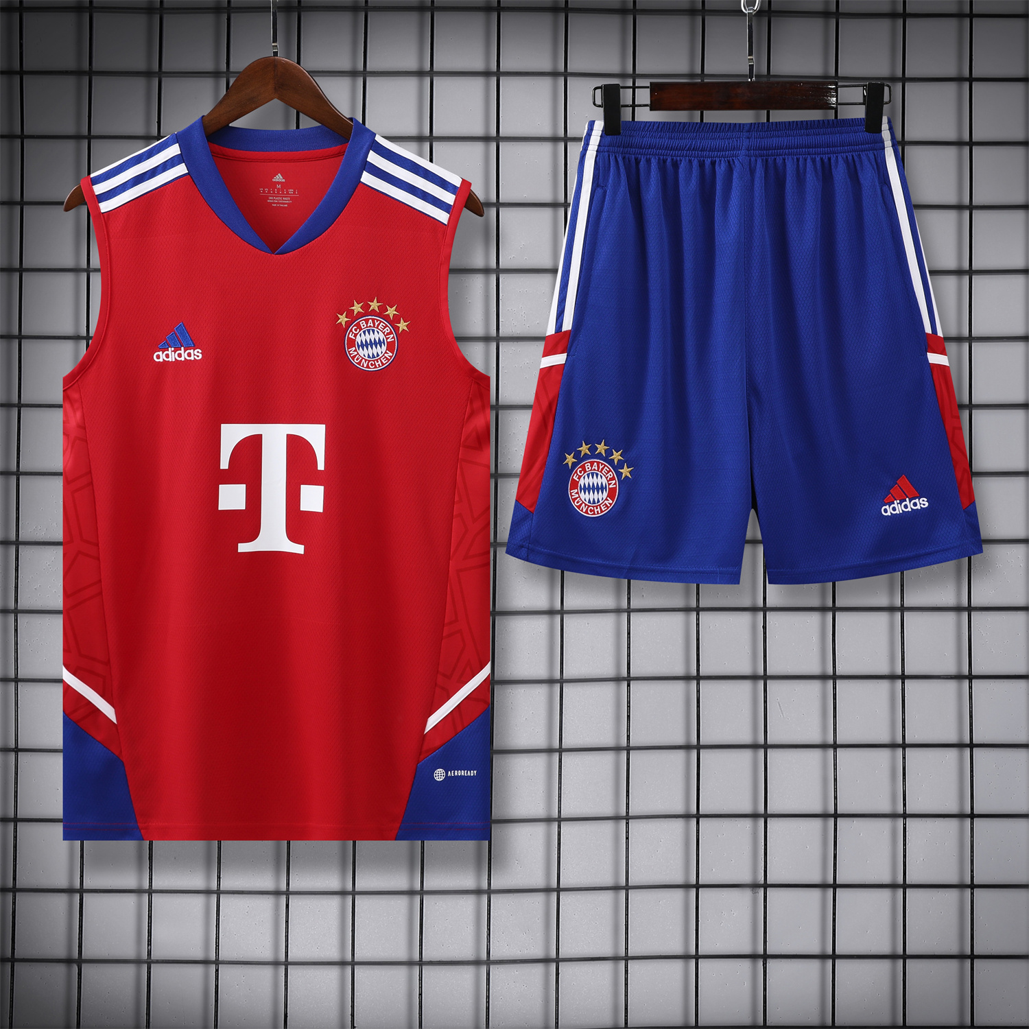 Bayern Munich 23-24 Red BlueTraining Vest Suit - ManixJersey