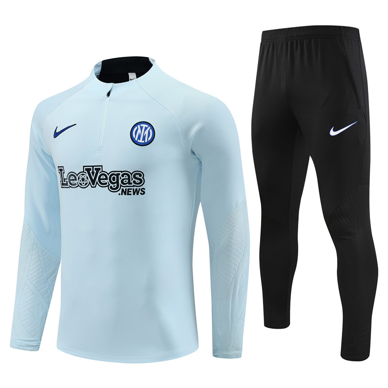 Inter Milan 23-24 Kids Long Sleeve Training Set Light Grey - ManixJersey
