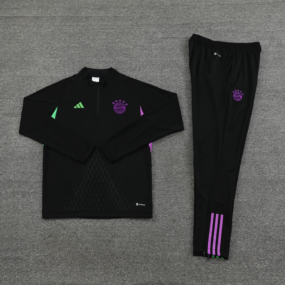 Bayern Munich 23-24 Long Sleeve Training Set - Black (No chest advertising) - ManixJersey