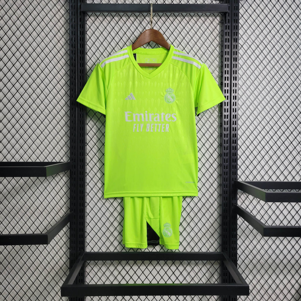 Real Madrid 23-24 Green Goalkeeper Kids Kit - ManixJersey