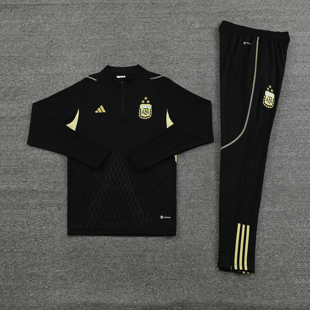 Argentina 23-24 Long Sleeve Training Set - Black - ManixJersey