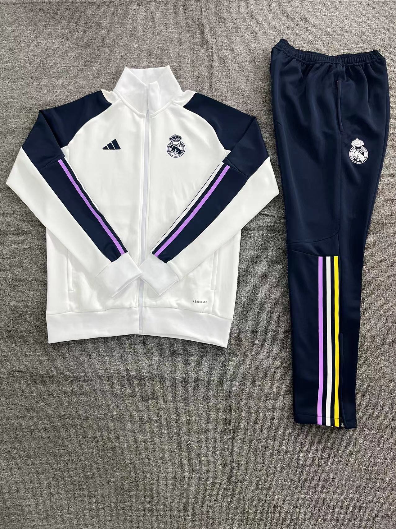 Real Madrid 23-24 Kids Jacket Training Tracksuit - White - ManixJersey