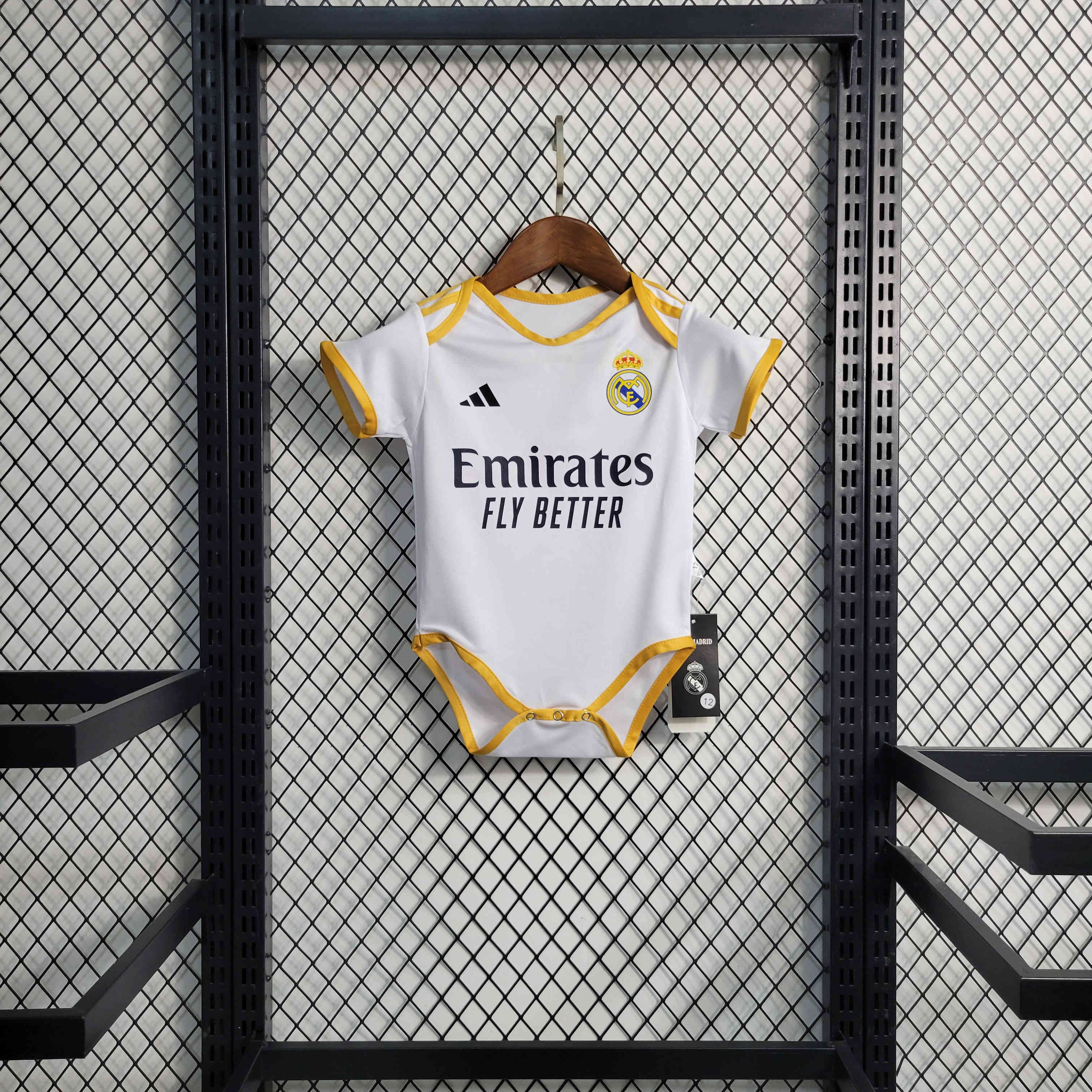 23-24 Real Madrid Home Baby Kit Crawling Suit Size 9-12 - ManixJersey