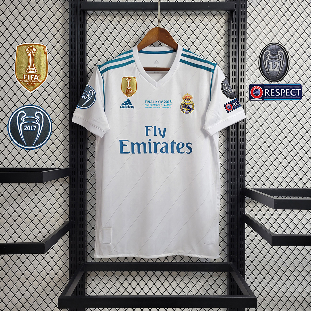Retro Real Madrid 17-18 Home Jersey - with Champions League Final Final - ManixJersey