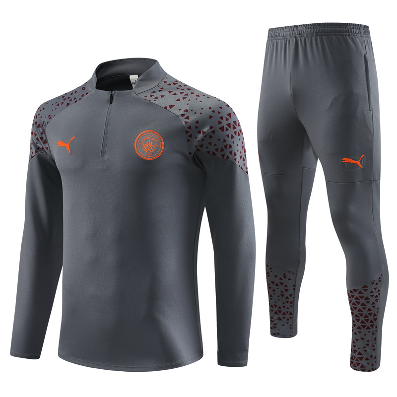 Manchester City 23-24 Long Sleeve Training Set -Dark Grey - ManixJersey