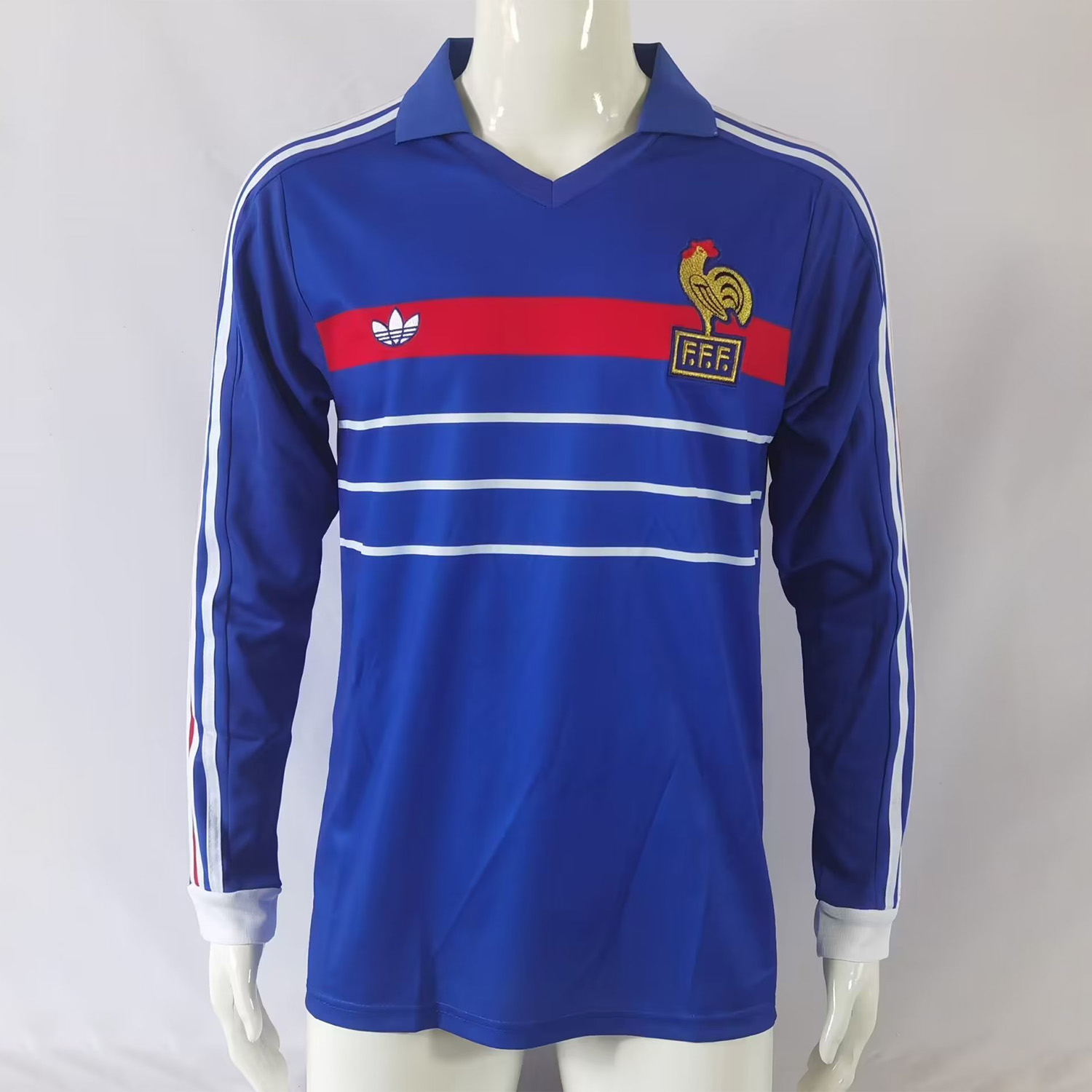 Retro France 1984 Home Stadium Long Sleeve Jersey - ManixJersey