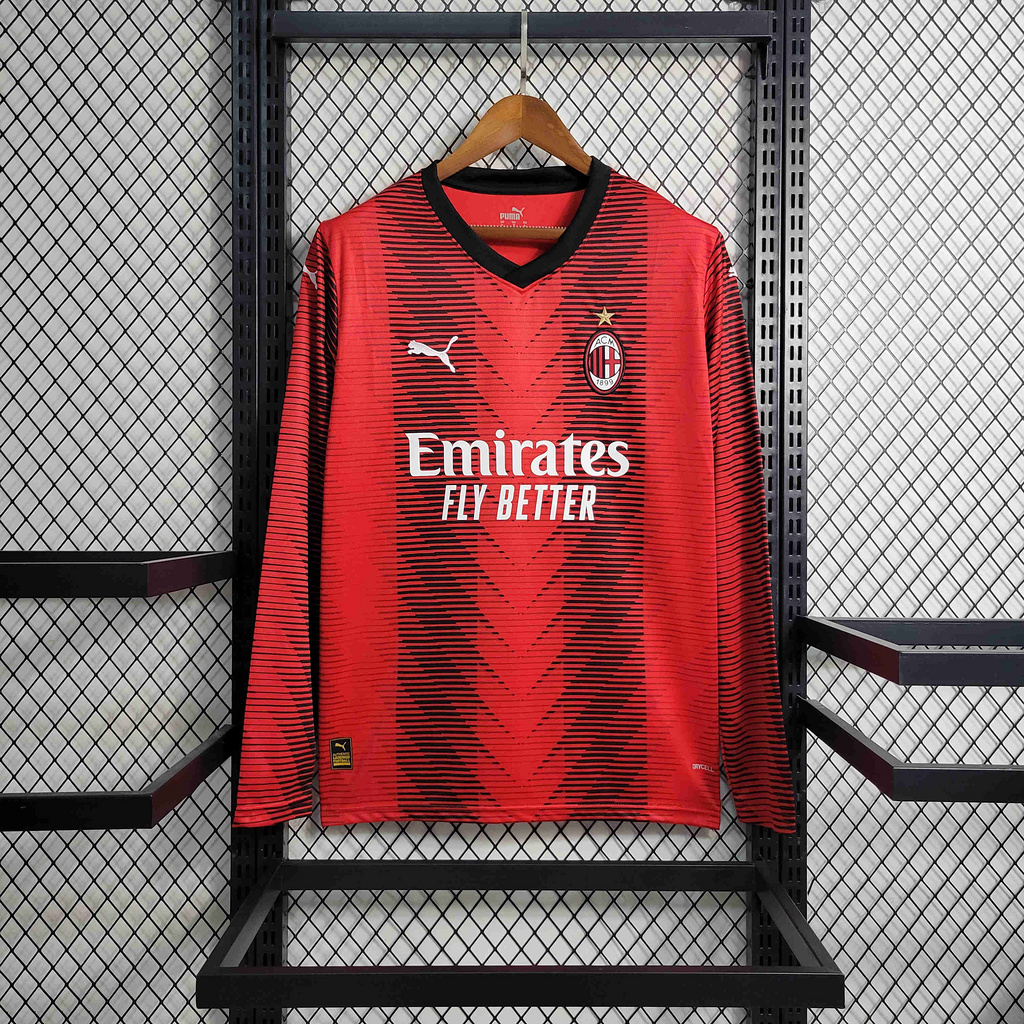 23/24 AC Milan Home Long Sleeve Jersey - Fans Version - ManixJersey