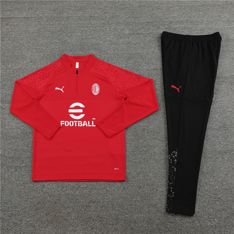 AC Milan 23-24 Kids Long Sleeve Training Set Red - ManixJersey