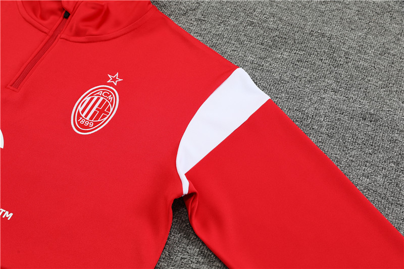 AC Milan 23-24 Kids Long Sleeve Training Set Red and White - ManixJersey