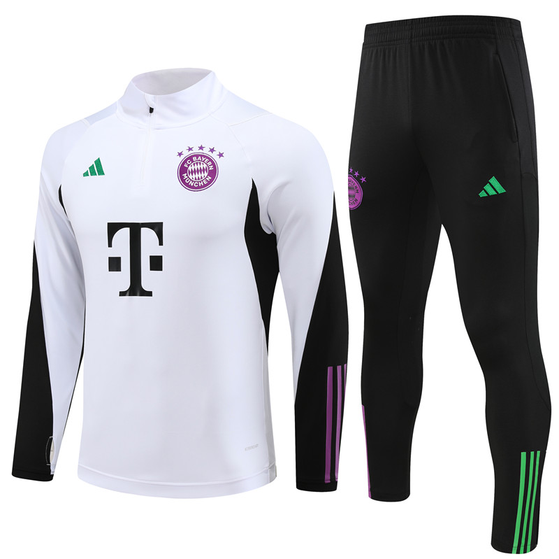 Bayern Munich 23-24 Kids Long Sleeve Training Set White - ManixJersey