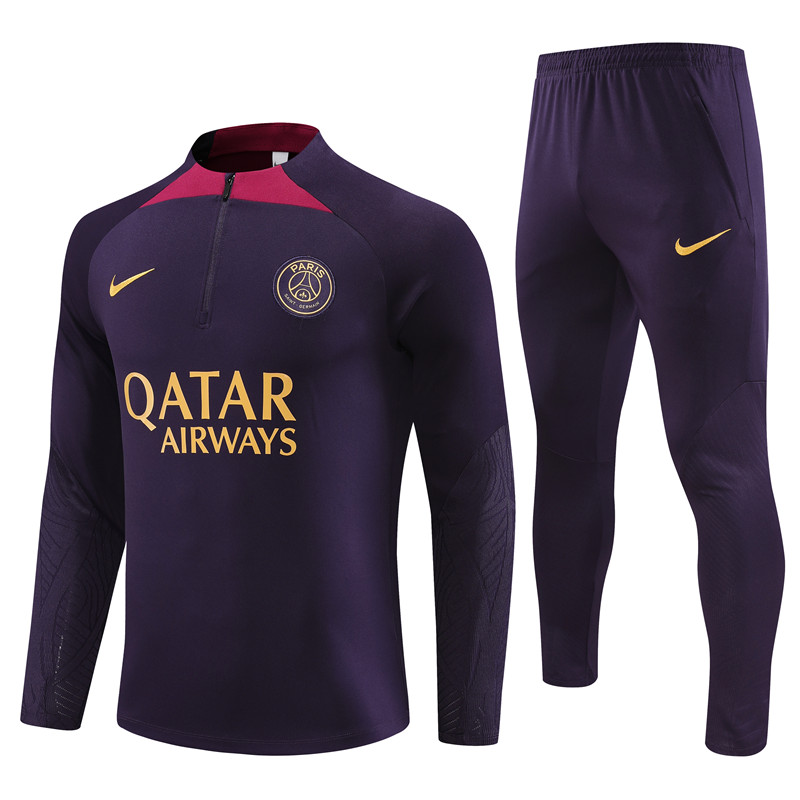Paris Saint-Germain PSG 23-24 Kids Long Sleeve Training Set Blue -Purple - ManixJersey