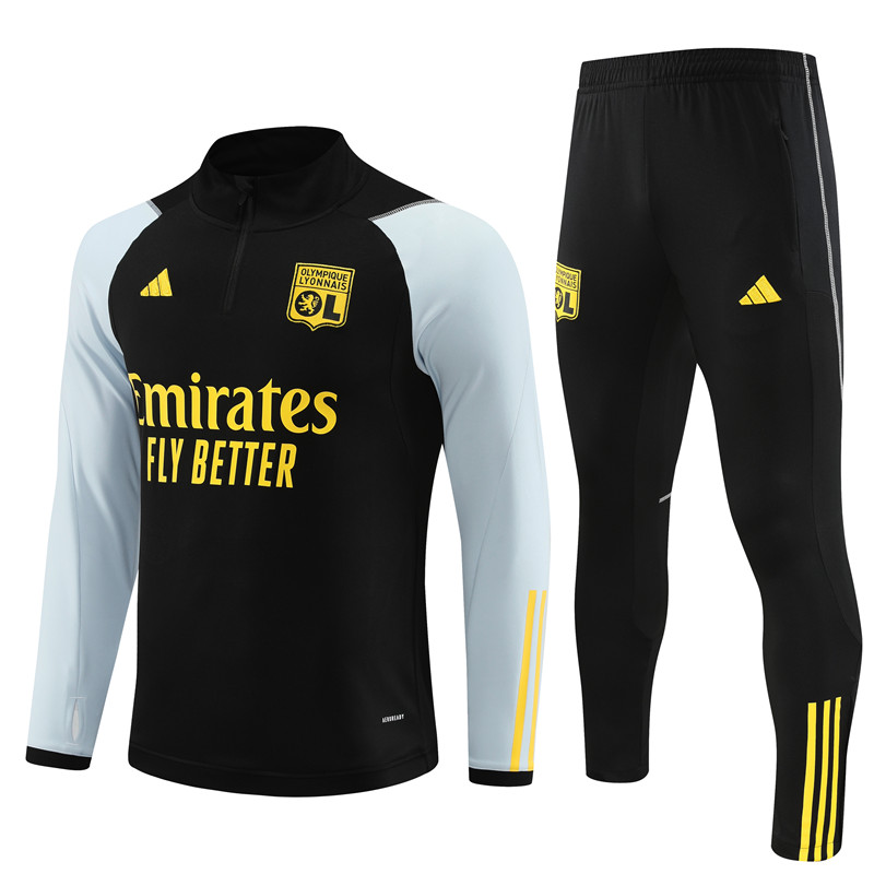 Lyon 23-24 Long Sleeve Training Set -Black - ManixJersey