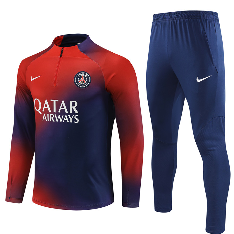 Paris Saint-Germain PSG 23-24 Kids Long Sleeve Training Set Red and Blue - ManixJersey