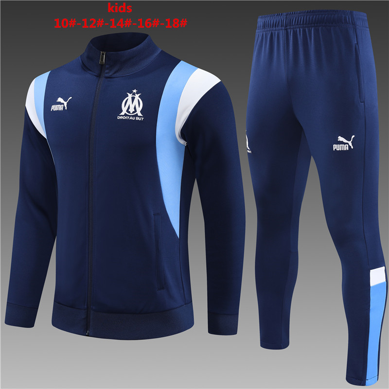 Marseille 23-24 Kids Jacket Training Tracksuit - Blue - ManixJersey