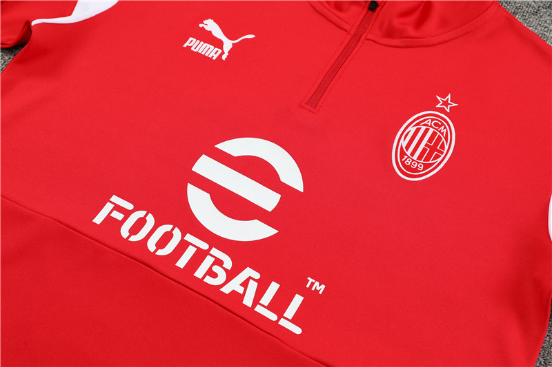 AC Milan 23-24 Kids Long Sleeve Training Set Red and White - ManixJersey