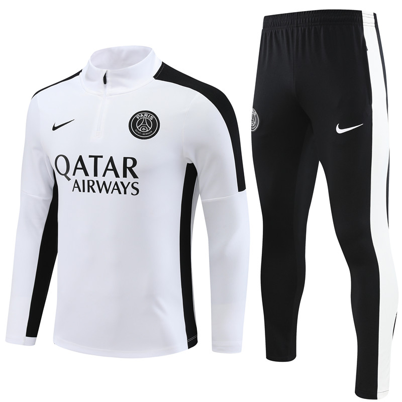 Paris Saint-Germain PSG 23-24 Kids Long Sleeve Training Set White - ManixJersey