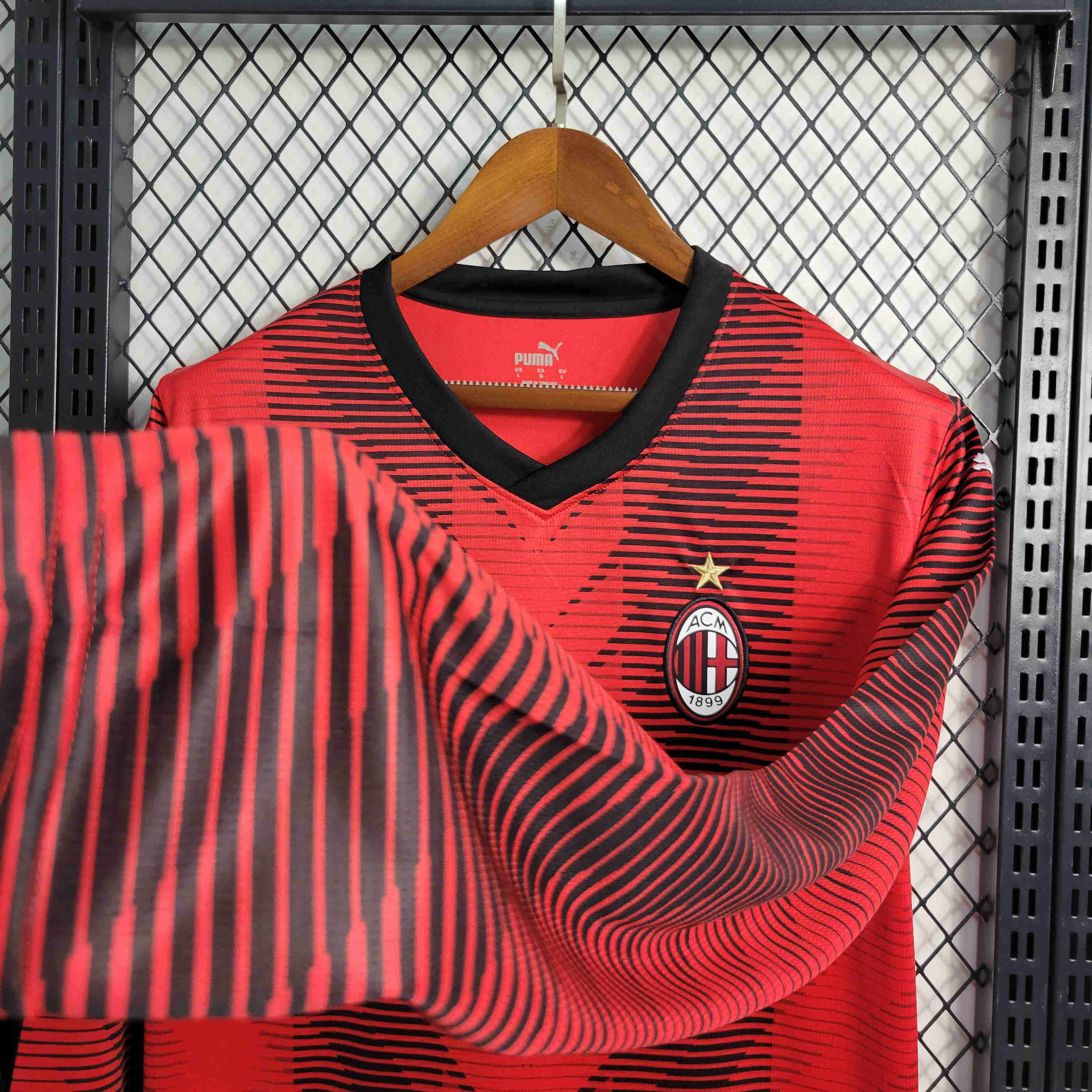 23/24 AC Milan Home Long Sleeve Jersey - Fans Version - ManixJersey