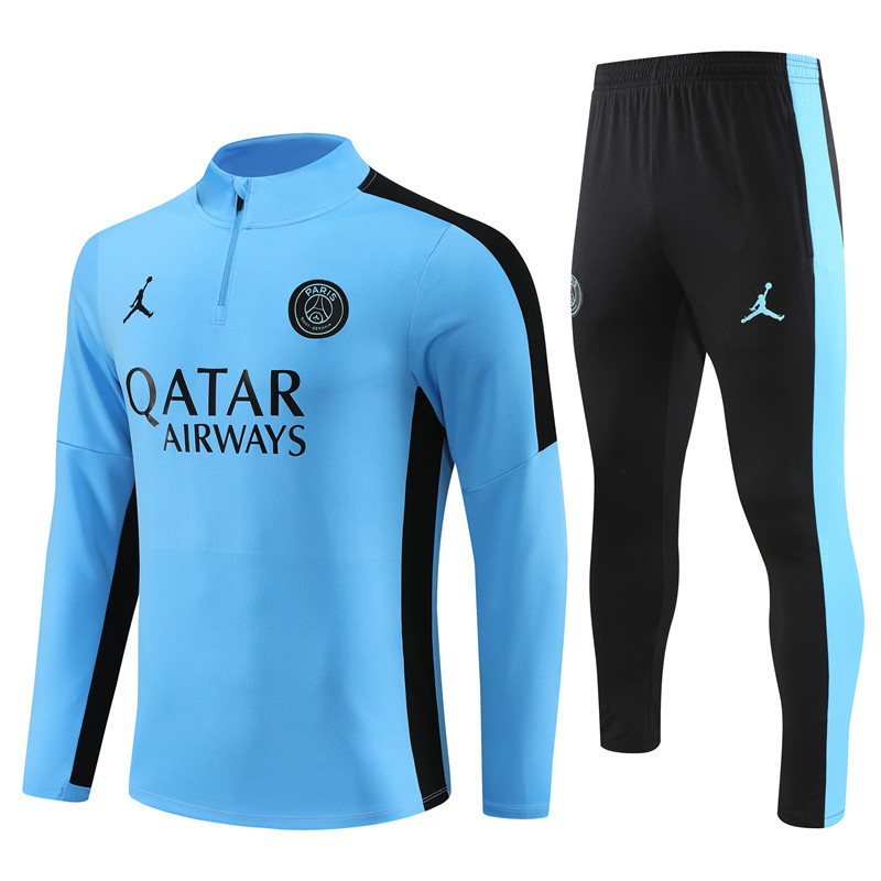 Paris Saint-Germain PSG 23-24 Kids Long Sleeve Training Set Light Blue - ManixJersey