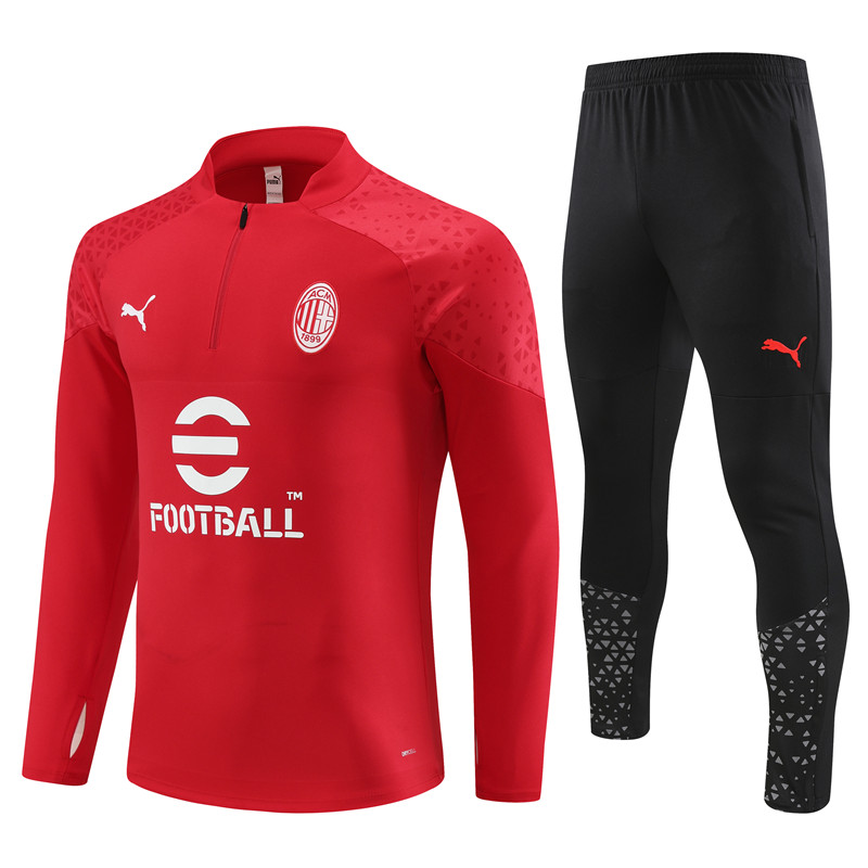 AC Milan 23-24 Kids Long Sleeve Training Set Red - ManixJersey