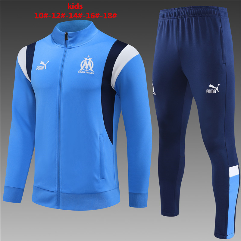 Marseille 23-24 Kids Jacket Training Tracksuit - Light Blue - ManixJersey