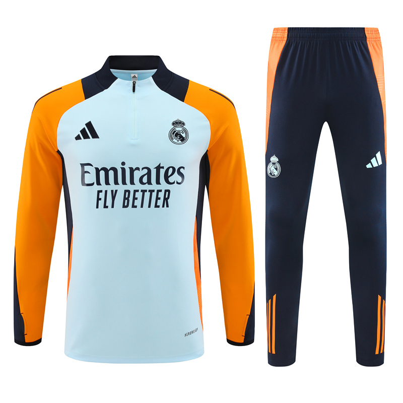 Real Madrid 24-25 Long Sleeve Training Set - Blue & Orange - ManixJersey