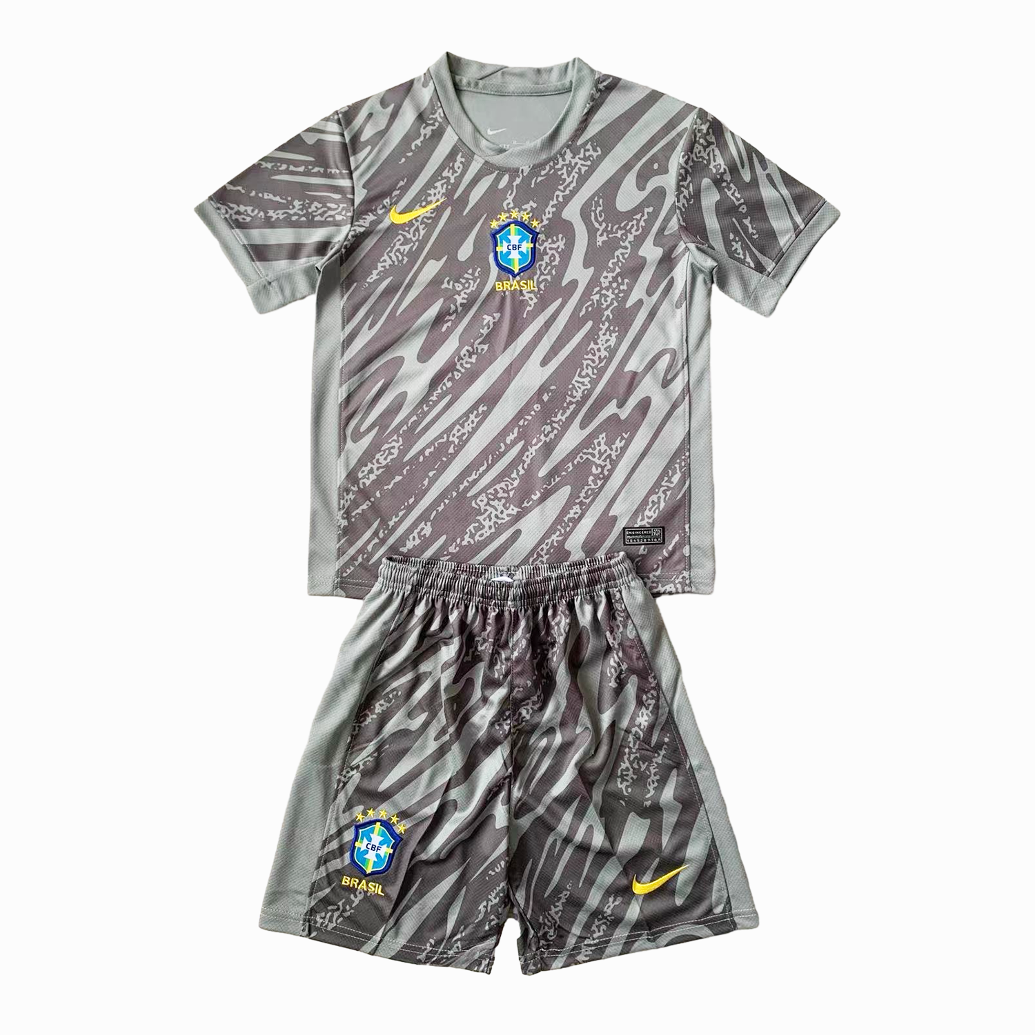 Brazil 2024 Goalkeeper Kids Kit - Gray - ManixJersey