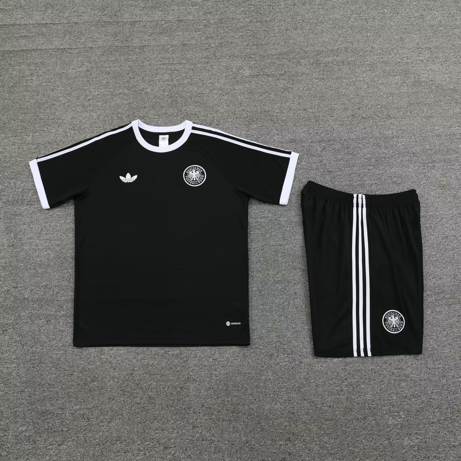 Germany 2024 Originals 3-Stripes Short-Sleeve Training Set - Black - ManixJersey