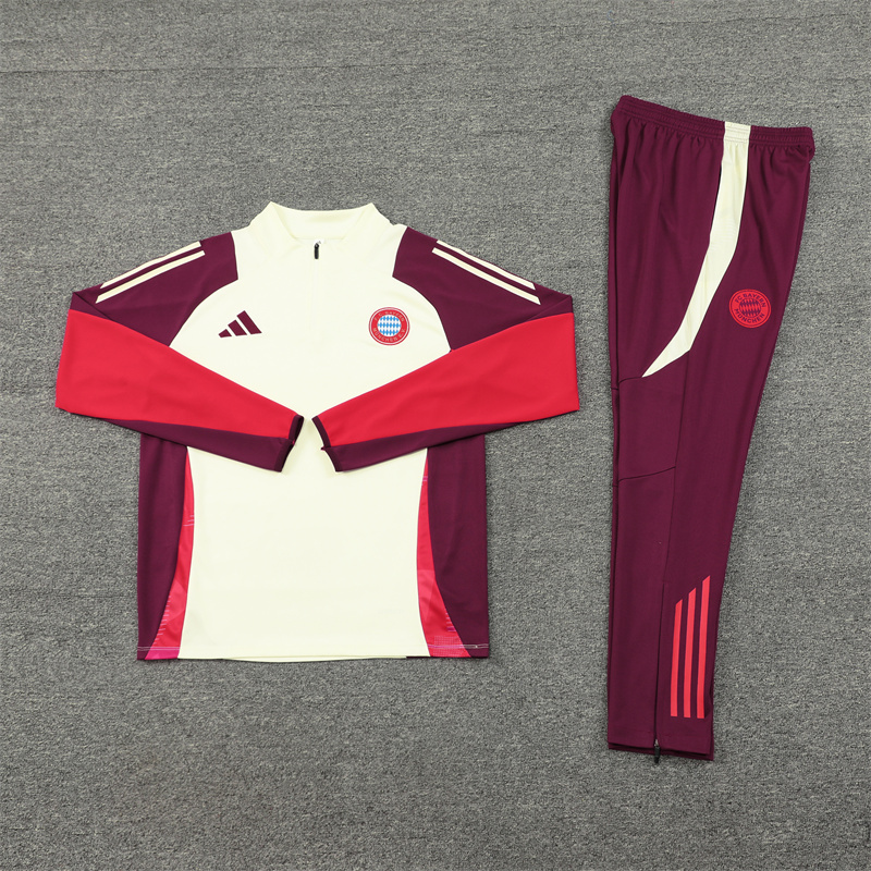 Bayern Munich 24-25 Long Sleeve Training Set - White & Red - ManixJersey