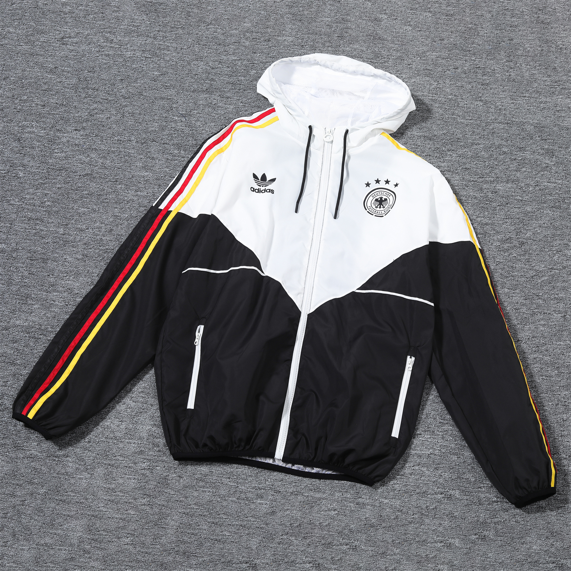 Germany 2024 National Flag Tricolor Hooded Windbreaker - Player Version - ManixJersey