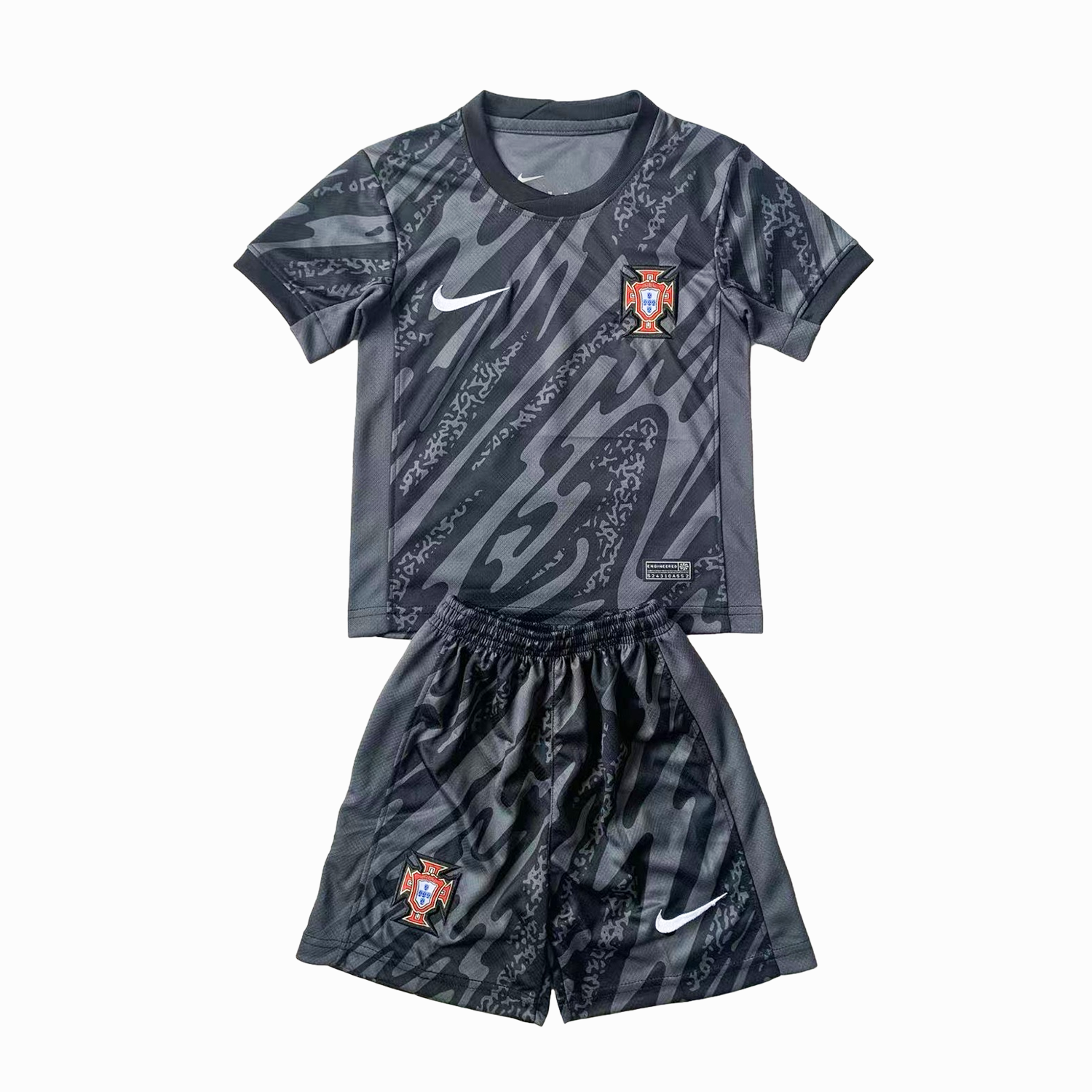 Portugal 2024 Goalkeeper Kids Kit - Black - ManixJersey