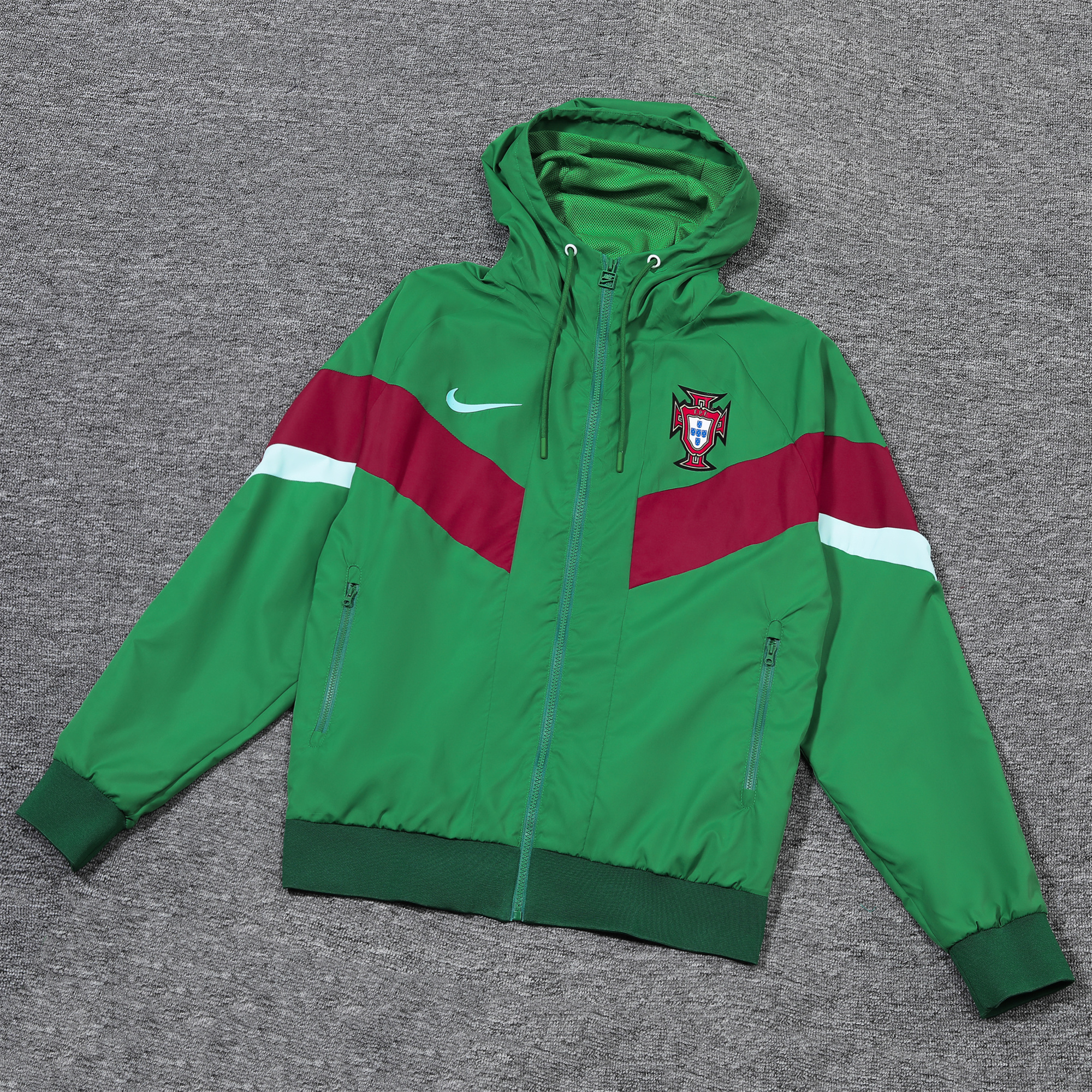 Portugal 2024 National Team Anthem Green Hooded Windbreaker - Player Version - ManixJersey