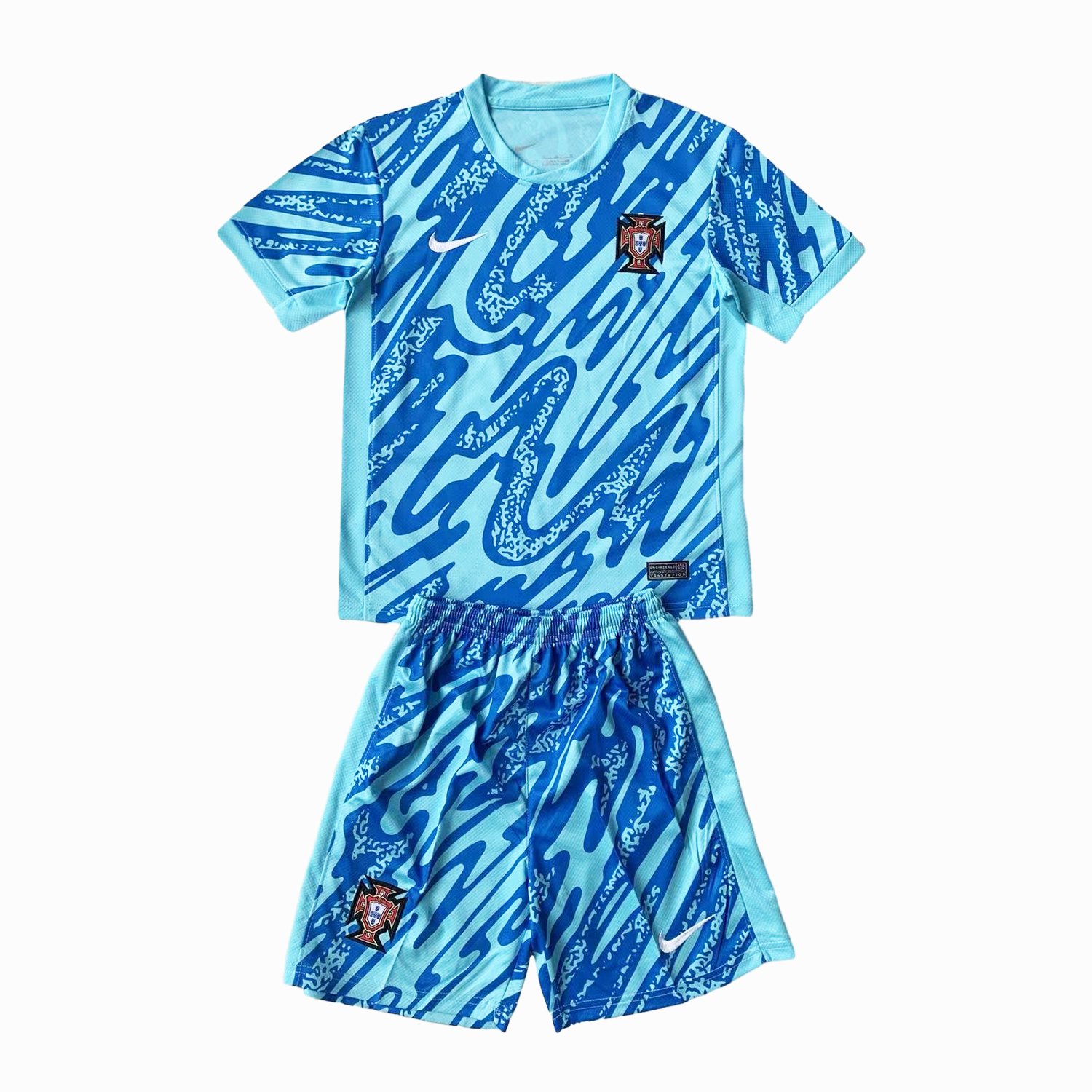 Portugal 2024 Goalkeeper Kids Kit - Lake Blue - ManixJersey