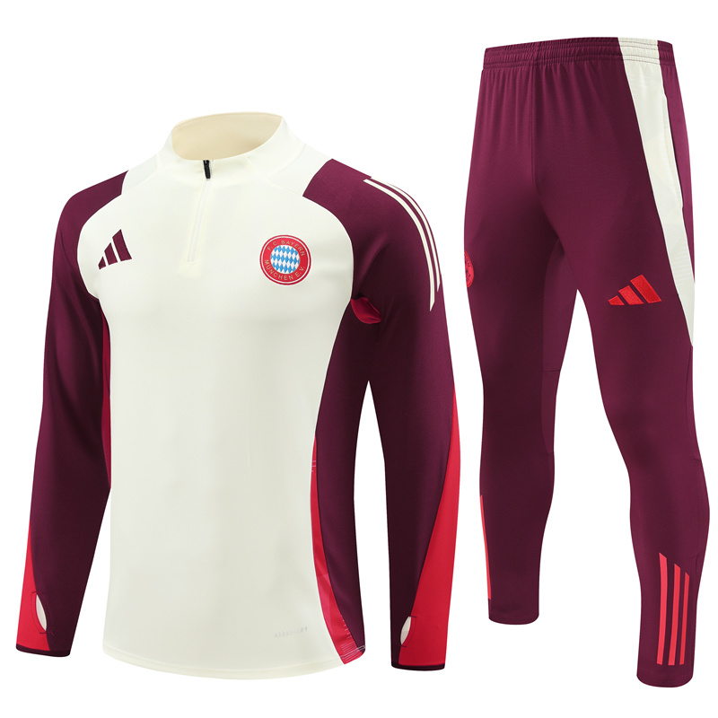Bayern Munich 24-25 Long Sleeve Training Set - White & Red - ManixJersey