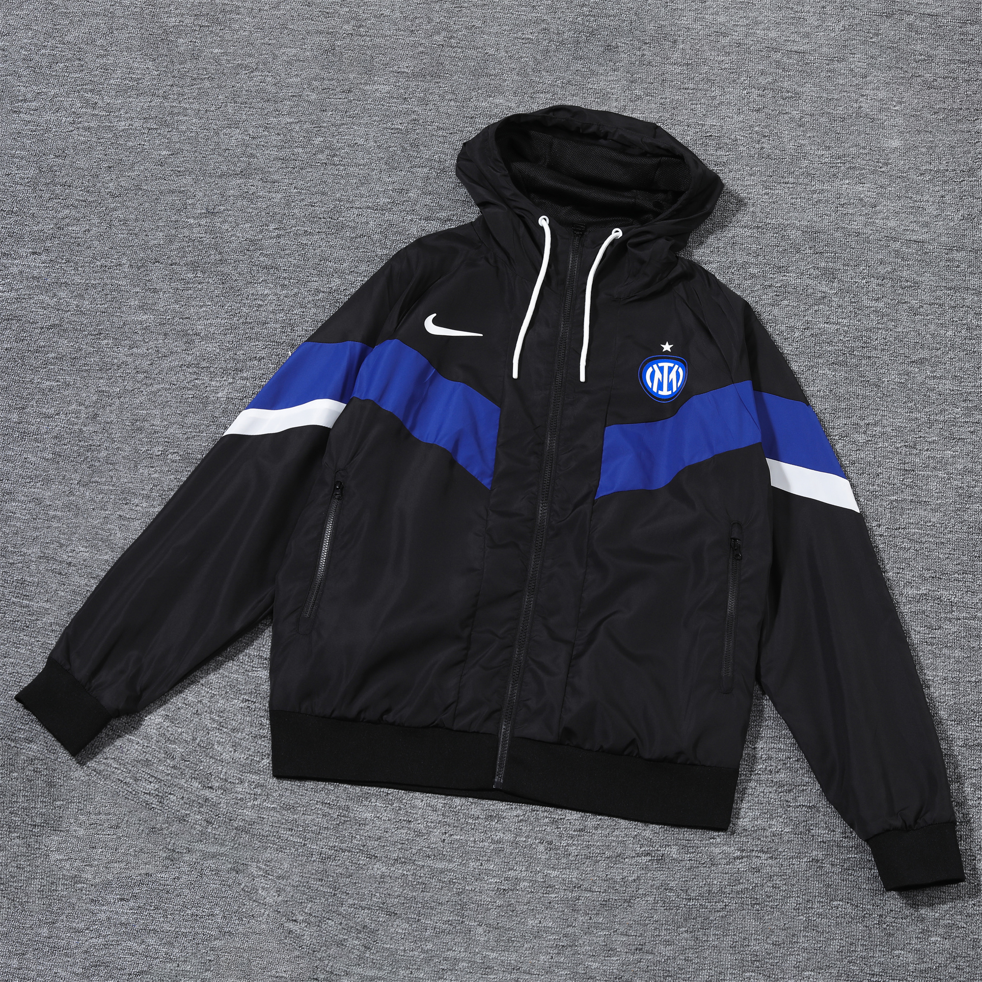 Inter Milan 24-25 Blue & Black Hooded Windbreaker - Player Version - ManixJersey