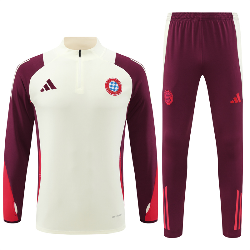 Bayern Munich 24-25 Long Sleeve Training Set - White & Red - ManixJersey