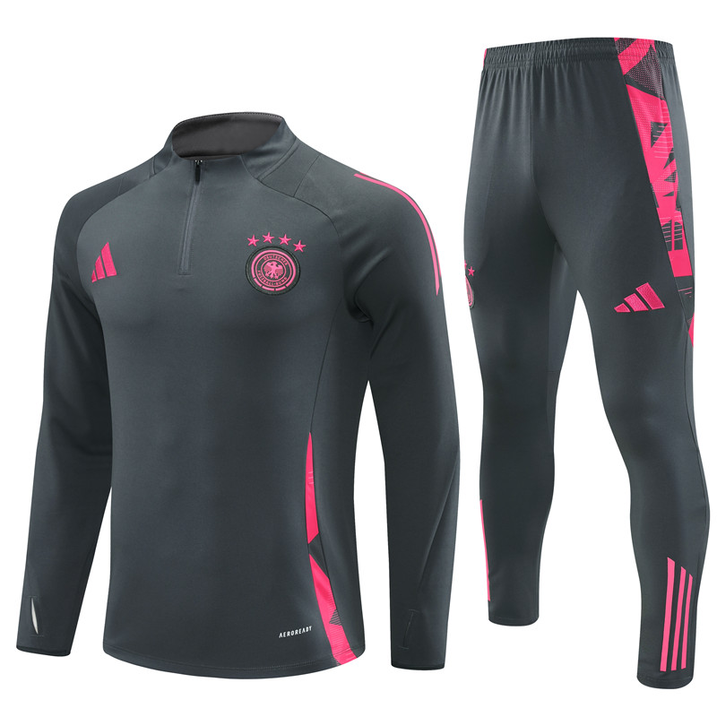 Germany 2024 Long Sleeve Training Set - Dark Gray With Pink - ManixJersey
