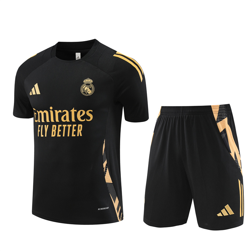 Real Madrid 24-25 Short-Sleeve Training Set - Black Gold - ManixJersey