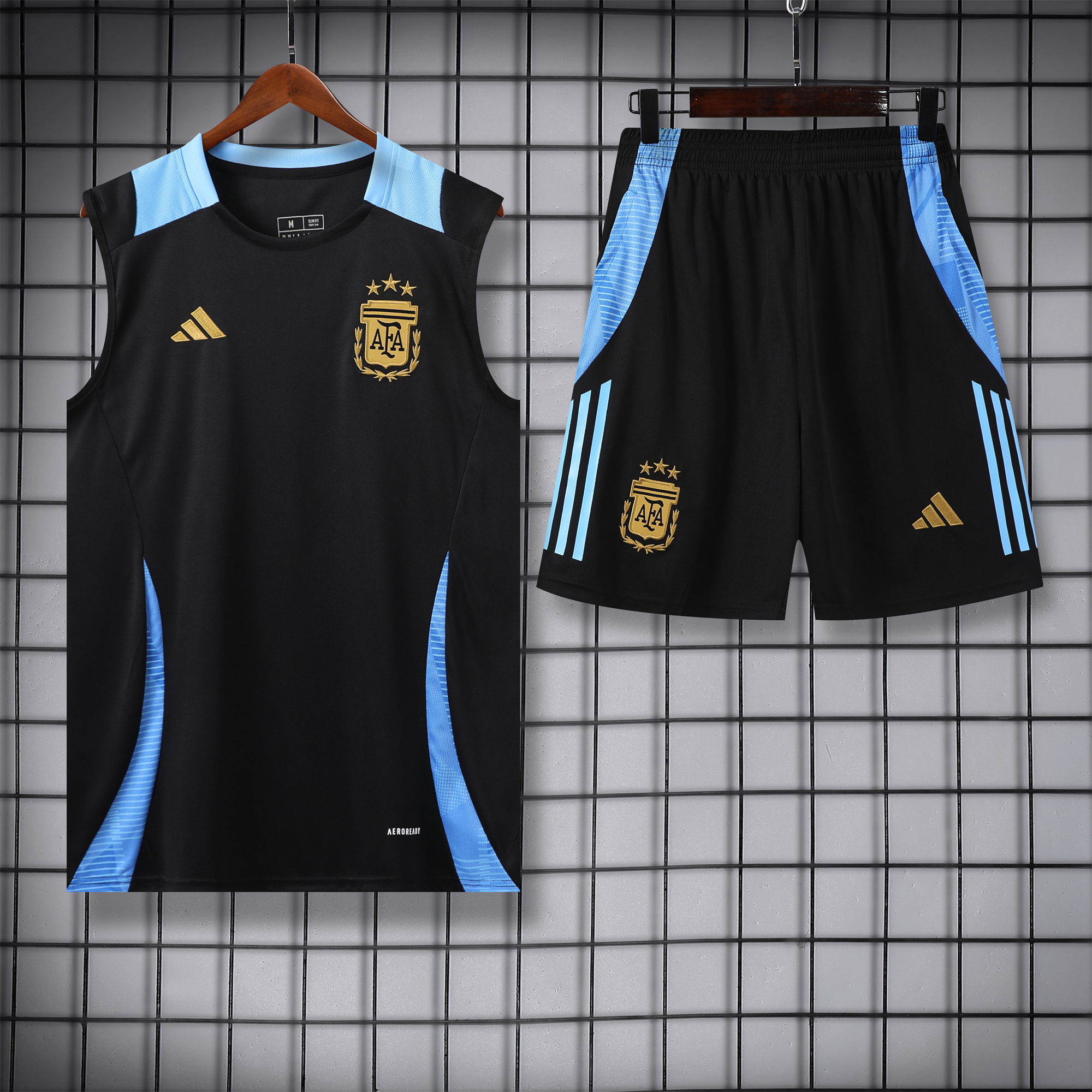 Argentina 24-25 Vest Training Set - Black - ManixJersey