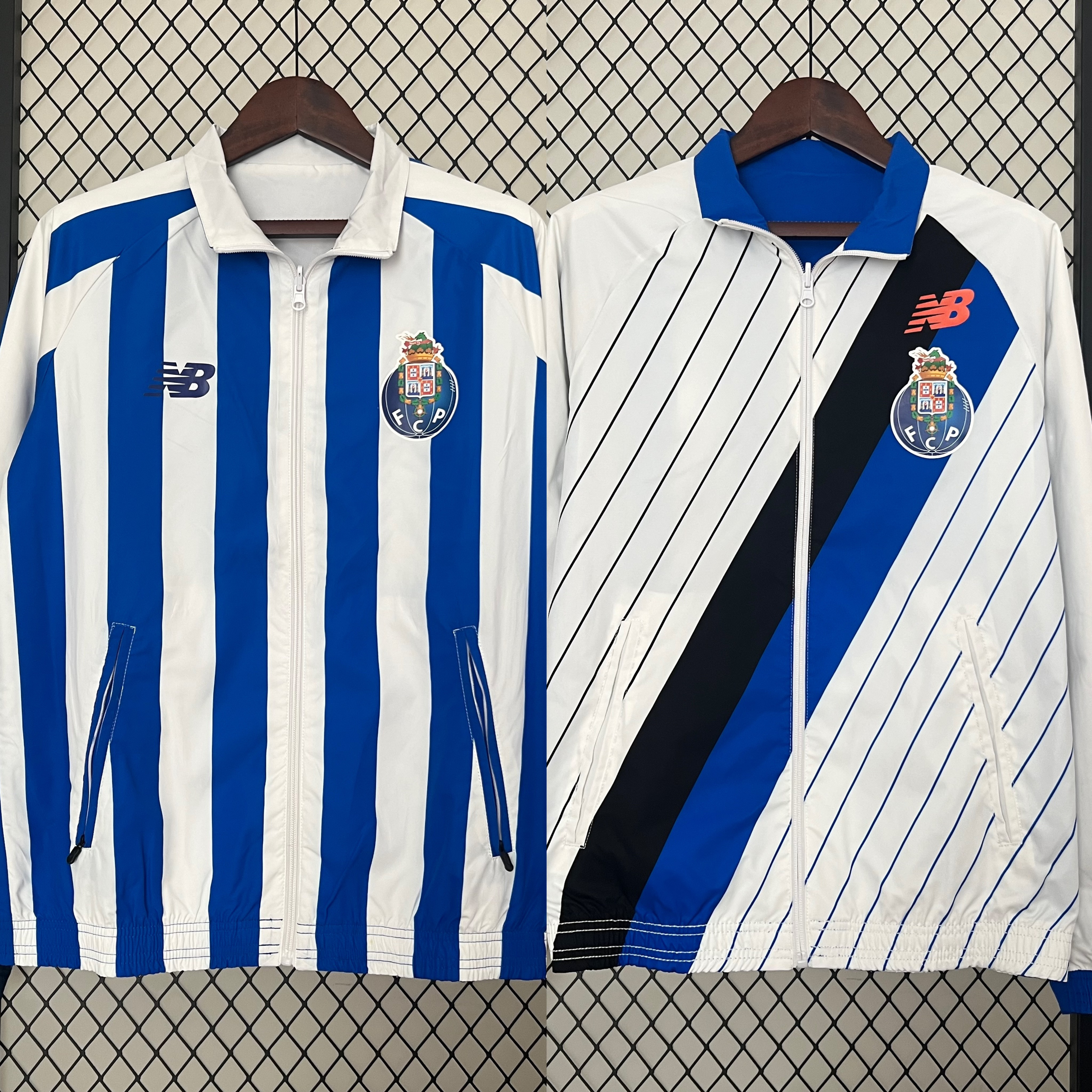 Porto 24-25 Double Sided Reversible Windbreaker - Blue & White - ManixJersey